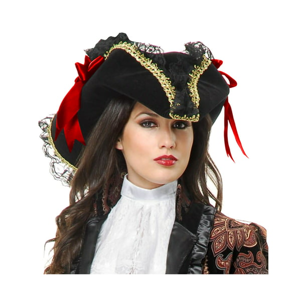 DELUXE BROWN ADULT PIRATE HAT FANCY DRESS COSTUME